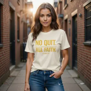 No Quit All Faith Tee Womenswear Athletic Cotton Top Fit Shirt Tshirt Soft Streetwear faith quote faith tee faith-based streetwear print t-shirt viral