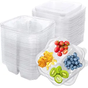 30 Pcs Bento Snack Containers,4 Compartment Meal Prep Lunch Containers with Lids,Food Storage Containers for Food Storage School Work Travel