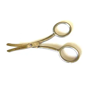 3.5" Curved Scissors for Mustache, Nose Hair, Eyelash, Facial Hair w/ Safety Tips