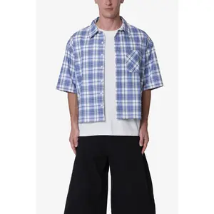 mnml Crop Flannel S/S Shirt - Blue