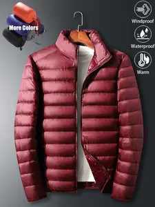 Men's Casual Fashion Waterproof Windproof Lightweight Warm Down Jacket Versatile, Durable, Wrinkle-Resistant Outdoor Sports Top Suitable for Daily Commuting, Wilderness Exploration, Hiking and Fishing Outfits Coats