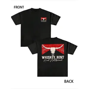 100% Cotton Soft Breathable Tee Western - Inspired "Whiskey Bent And Hellbound" Graphic 180g Heavyweight Plus Size T-Shirt