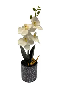 Artificial Orchid Potted Flowers, Faux Orchid Plant with Pot Artificial Orchid Potted Flowers, Faux Orchid Plant with Pot