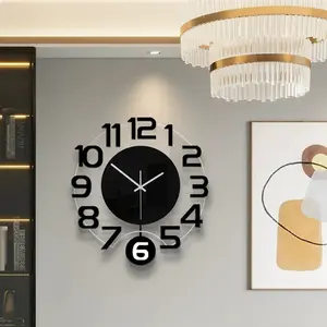Modern Minimalist Wall Clock, Creative Round Swinging Pendulum, Silent Timer, No Clicking Sound, Suitable for Living Room, Bedroom, Kitchen, Office Decor, Creative Decorative Clock