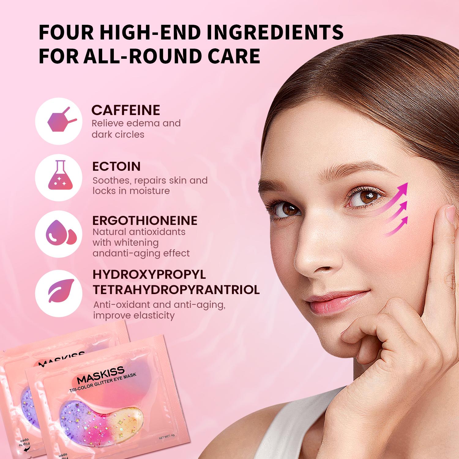 MASKISS Collagen Eye Mask,Moisturizing Eye Mask,Under Eye Patches for Puffy Eyes and Dark Circles Skin Care Gentle Radiance Hyaluronic Acid Serum