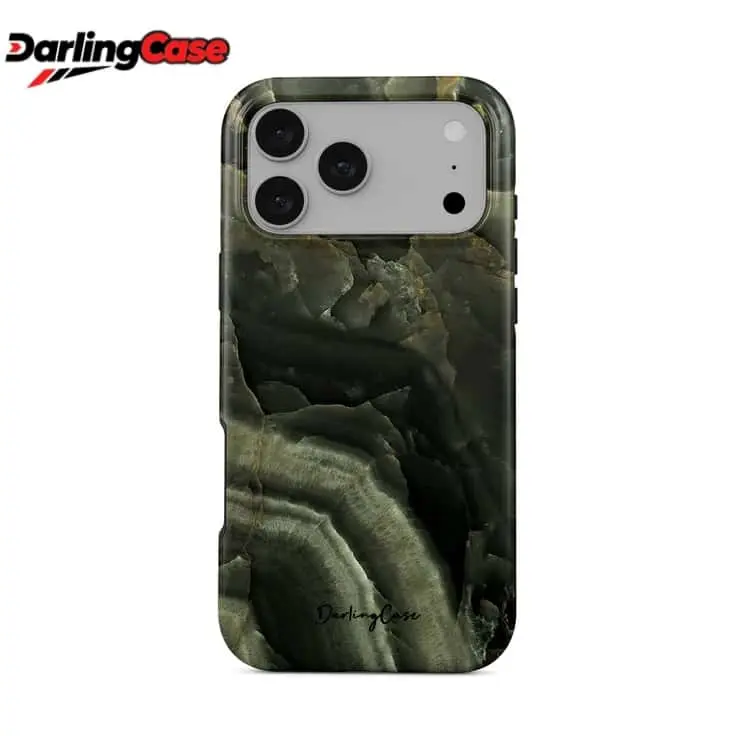 DarlingCase Dark Green Dressy Marble Print Silicone Cellphone Case - Eco-Friendly, Durable Shockproof Protection, Premium Natural Stone Design, Customized Fit for iPhone 17 Pro Max,16 Pro,15,14,13,12, Ethnic American Retro Mobile Phone Accessory, Fits Iph