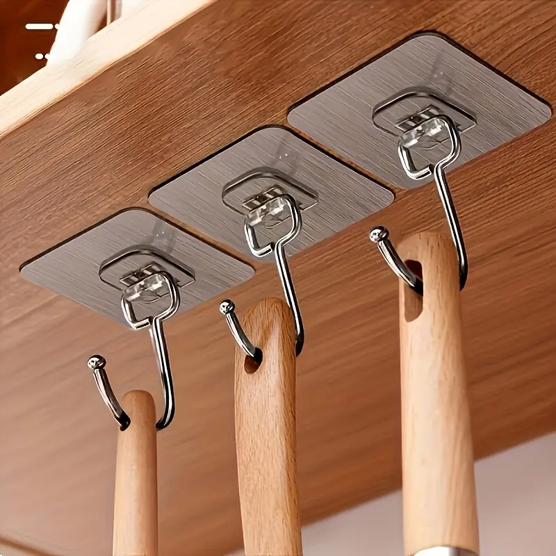 10 sets of reusable wall hooks, Wall Hooks Heavy Duty, No need to drill holes, Waterproof and oil-resistant, Shower Wall Hooks, Suitable for bathrooms and kitchens, Ideal for hanging towels, cups, spatulas and other items