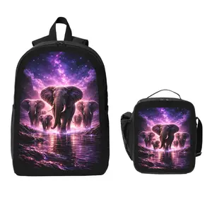 Adorable Cute Elephant Backpack and Lunch Bag Set Bundle Large Capacity Backpack with Insulated Lunch Tote Lightweight Durable Multi Pocket Design Comfortable Shoulder Straps Travel Daily Use Organizer Stylish Matching Set Unisex