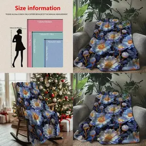 Bestselling Soft Cozy Flannel Throw Blanket with Bright Blue Yellow Orange White Floral Design Lightweight Year Round Comfort Ideal for Sofa Bedroom Office Travel Excellent Gift Option Beach Companion Nap Blanket Floral Print Fleece