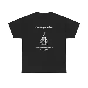 Sit With Me Church T-Shirt | Romans 15:7 Christian Scripture Tee