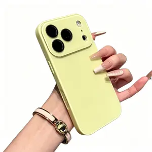 Luxury Crystal Texture Skin Feel Phone Case, Matte Solid Color Anti-Fingerprint Shockproof Protective Cover, Slim Non-Slip Full Edge Drop Proof Phone Shell Compatible with iPhone 17 16 15 14 13 Pro Max, Fashion Daily Basic Phone Case for Men Women
