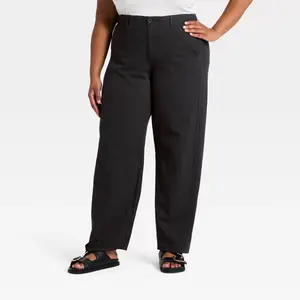 Women's Low-Rise Barrel Leg Cargo Pants - Universal Thread Black 28