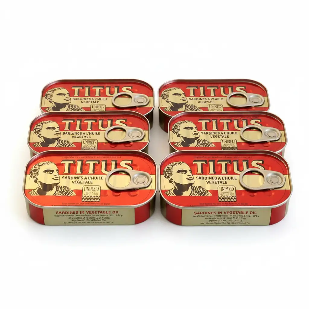 Titus Red Sardines, 125g Canned Sardines, 6-Pack Pantry Food