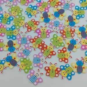 25/50pcs Fashion Trendy Vintage European Style Colorful Bee Buttons, Wooden Insect Shape Sewing Accessories for DIY Clothes Bags Hats Scarves