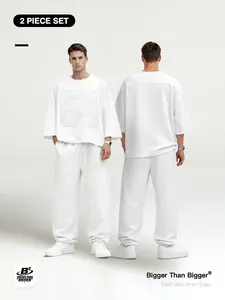 Bad Rabbit Number 64 Print 「2-Piece Set」, Mid-Sleeve T-Shirt + Sporty Wide-Leg Pants, Casual Breathable, Unisex Trendy Clothing