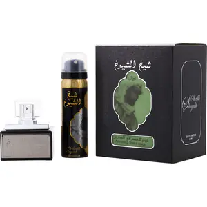 Lattafa Sheikh Al Shuyukh Set-Eau De Parfum Spray 1.7 Oz & Deodorant Spray 1.7 Oz (Black Edition) For Unisex