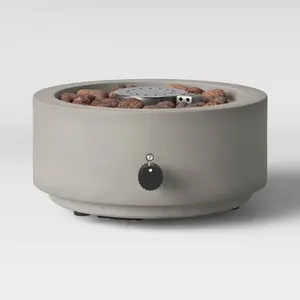 Threshold Stone Outdoor Tabletop Propane Fire Pit Lava Rock for Umbrella Hole