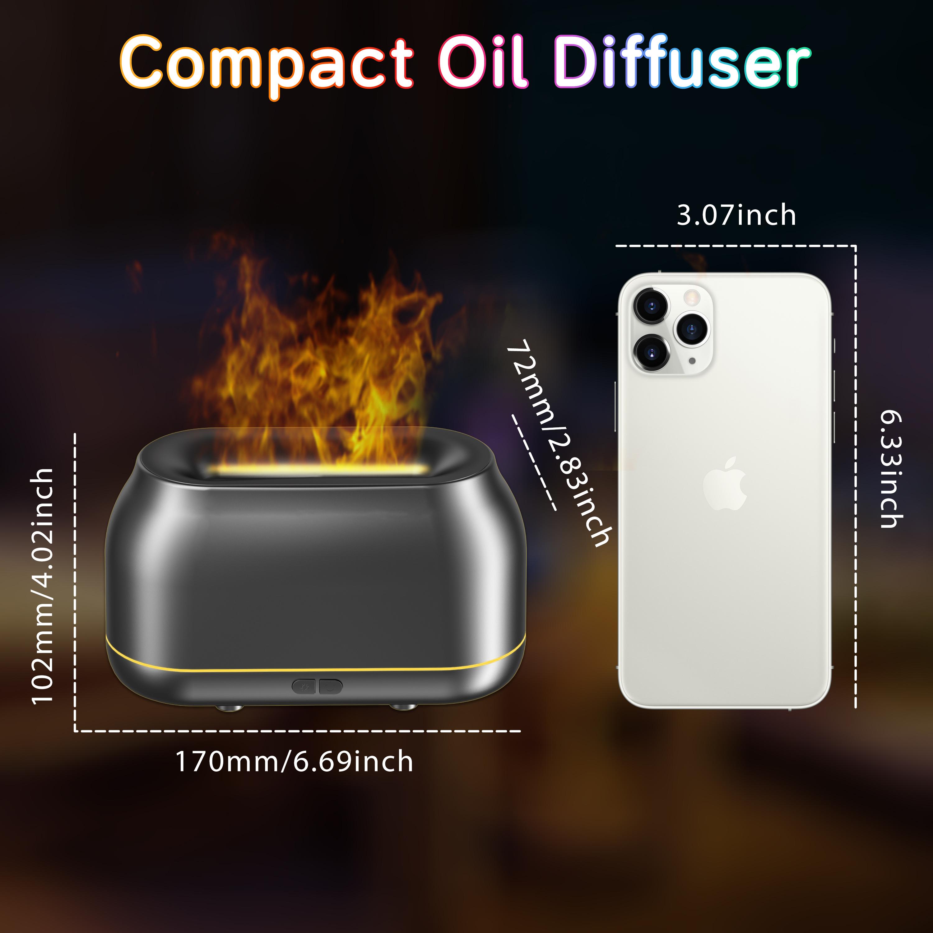 Upgraded Colorful Flame Essential Oil Diffuser, 7-Color LED, Silent Humidifier with Auto-Off Protection, 160mL for Home, Office & Yoga