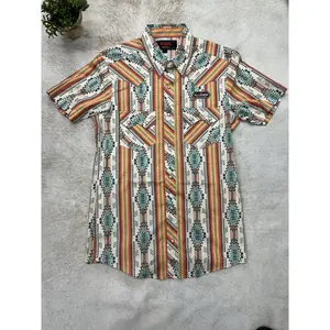 Rock And Roll Denim RRD Short Sleeve Aztec Snap - Orange