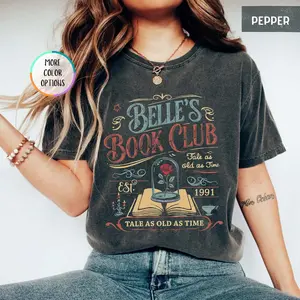 Belle Book Club Shirt, Comfort Colors Bookish Tee, Vintage Style Reading Shirt For Women, Tale As Old As Time, Book Lover Gift