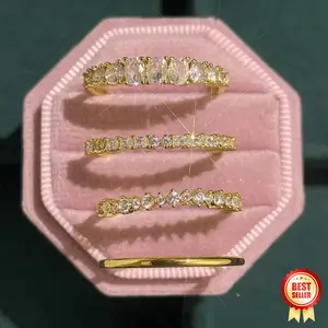 4 Pieces Elegant Stacking Rings Silver/Gold/Rose Zirconia Engagement Rings/Wedding Rings