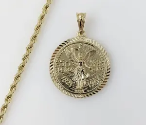 Plated Mexican Centenario 4mm Rope/Braided Chain Necklace
