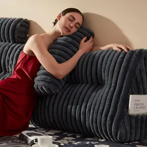 Faux  Headboard Pillow with 2 Pack  Roll Pillow Large Headboard Pillow Soft and Supportive with Removable Cover (Grey, Full)