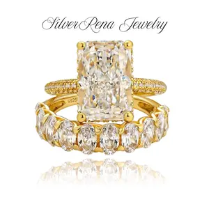 S925 Mother's Day 4.O Ct Elegant Radiant Cut Wedding Set Ring for Womer Hight Quality 5A Cubic Zirconia Engagement  Wedding Ring, Birthday Anniversary Gift, Perfect for Daily Wear and Party