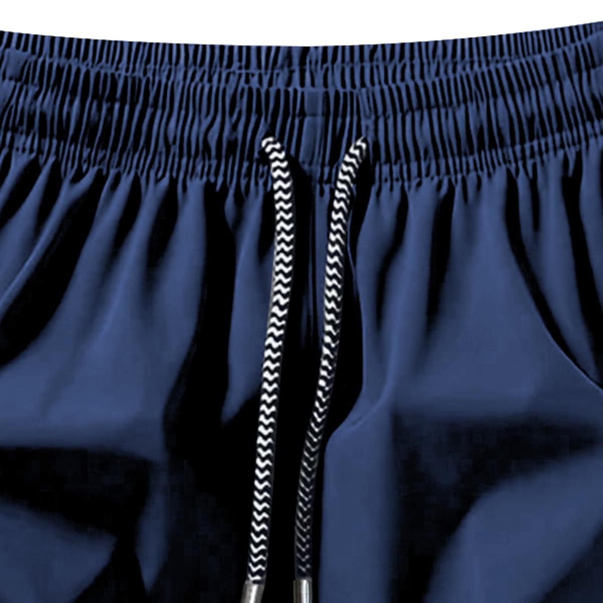 Men's Solid Color Casual Shorts Five-Piece Set, With Zipper Pockets, Summer Fashion Drawstring Sports Shorts, Suitable For Gym And Outdoor Wear