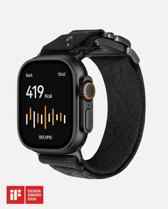 Aulumu C03 Snap Functional Titanium Buckle for Apple Watch Ultra (3/2/1) Nylon Band | Luxury Embossed Texture Knit | Quick-release Design | iWatch Bands for 49/46/45/44MM