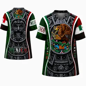 ⚽️Men's 2026 Mexico Soccer Jerseys, Mexican Soccer Jersey, Jerseys De Mexico, Mexican Aztec Calenda Graphic Retro Football Jersey