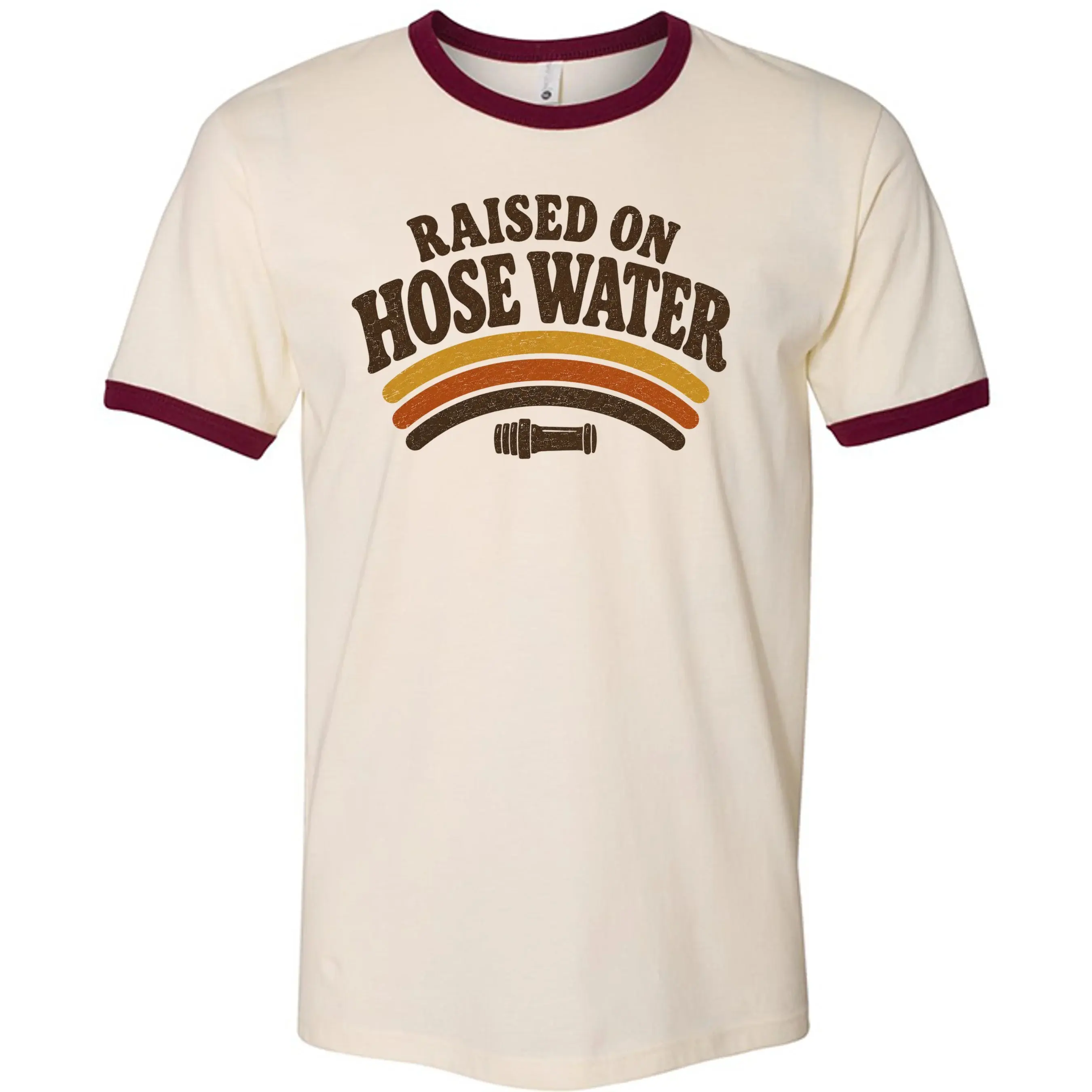 Raised on Hose Water Ringer T-Shirt, Raised Feral Inspired Ringer Tee, Vintage Retro Shirt, Gift For Him Her