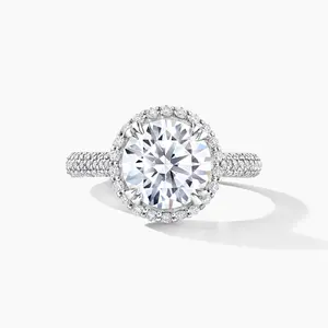 Platinum 1.19 ctw Natural 2.51 Lab-Grown Diamond Round Engagement Ring