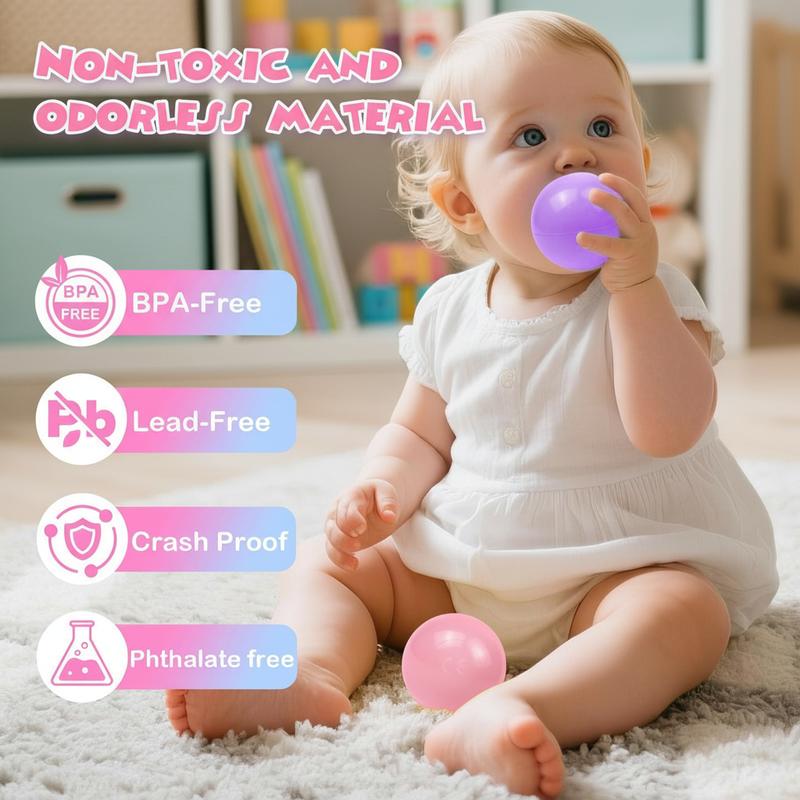 Rainbow Ball Pit Balls 100 Counts 2.2 Inches Diameter Non-Toxic BPA & Phthalate-Free Durable Storage Mesh Bag Safe for Toddlers Playroom Toys