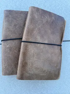 Minimalist Leather Pocket Journal – Refillable Field Notes Notebook with Black covers/white pages