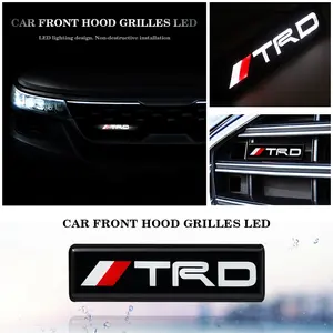 Car Grille Illuminated Logo Light, Front Car Emblem Decoration Lamp, LED Modification Light, Trd Car Head Exterior Decorative Accessories