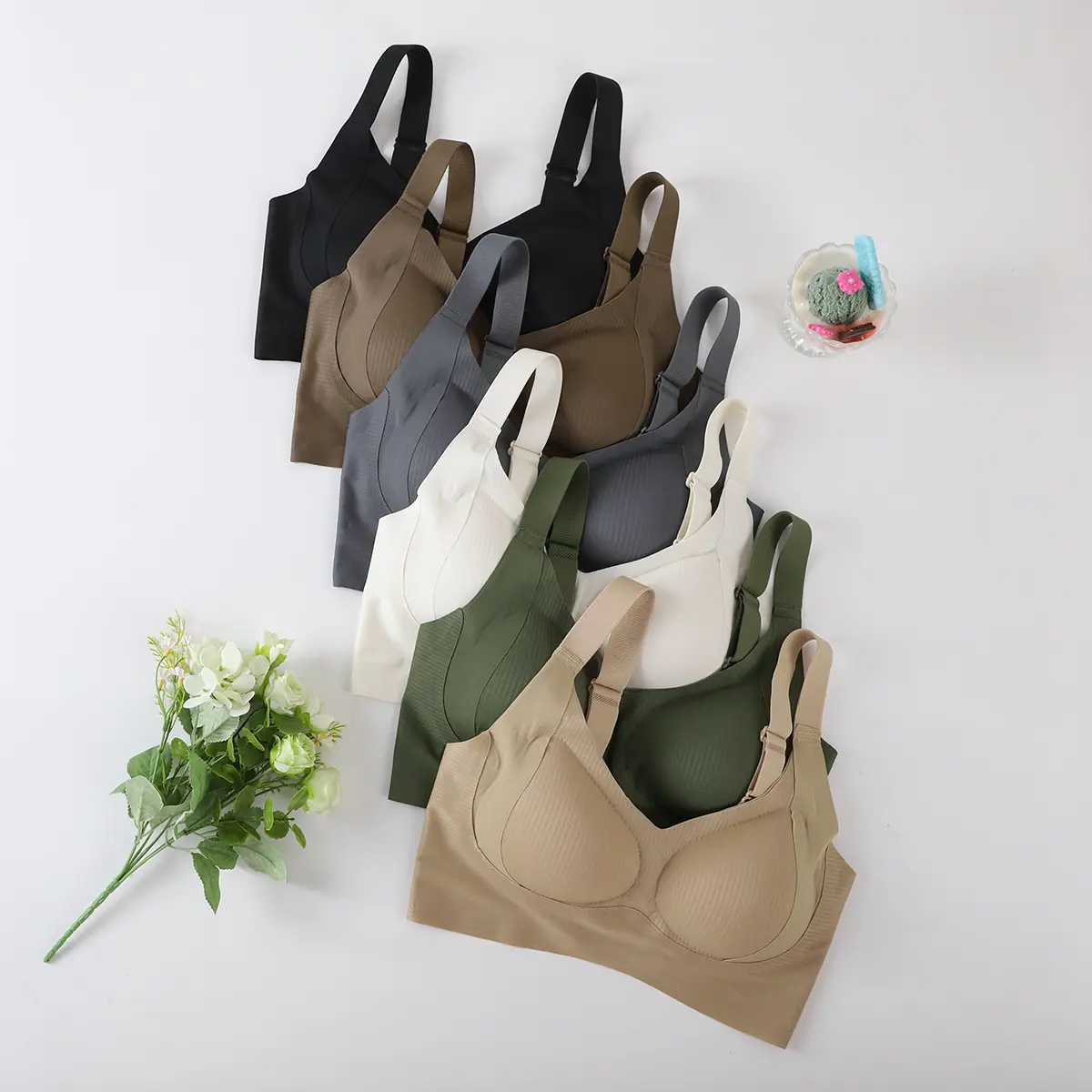 6 Pcs JOINBUY Seamless Bras for Women Sexy Back Lift Comfortable Breathable Wire-free High Elasticity Anti-gravity Lifting Daily Bra Sets in Black White Coffee Apricot sostenesy assieres tydal wear womens zip up sports workout set fabletics vip size plus,