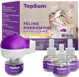 TopSum Cat Pheromone Calming Diffuser — Soothing & Stress-Relief for Cats, Premium 4 in 1 (Purple)