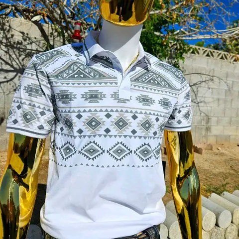 Aztec Print  Polo shirt short sleeve Top Man Menswear Casual Shortsleeve