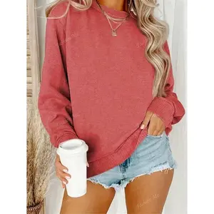 New Basic Polyester Long-Sleeve Round Neck Pullover Casual Thin Top - Good Fit Single Piece, Compatible with Sports & Outdoor Raincoats