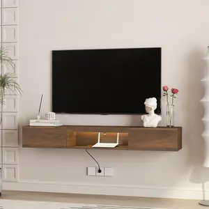 Floating TV Stand Wall Mounted with 16 Color LEDs,63" Modern TV Stand,Floating TV Cabinet Entertainment Center for 55 60 65 Inch TV
