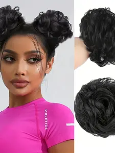 Newmi Hair Human Hair Bun Extensions Ponytail Hair Pieces Updo Curly Chignon for Women Natural Black Ponytail Extension