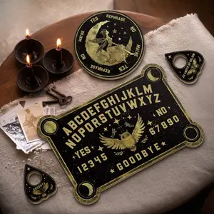 Wooden Decorative Board Set, Rustic Wood Fairy Cat Owl Tree Moon Star Flower Butterfly Design, Ideal for Divination Witchcraft Home Farmhouse Decoration