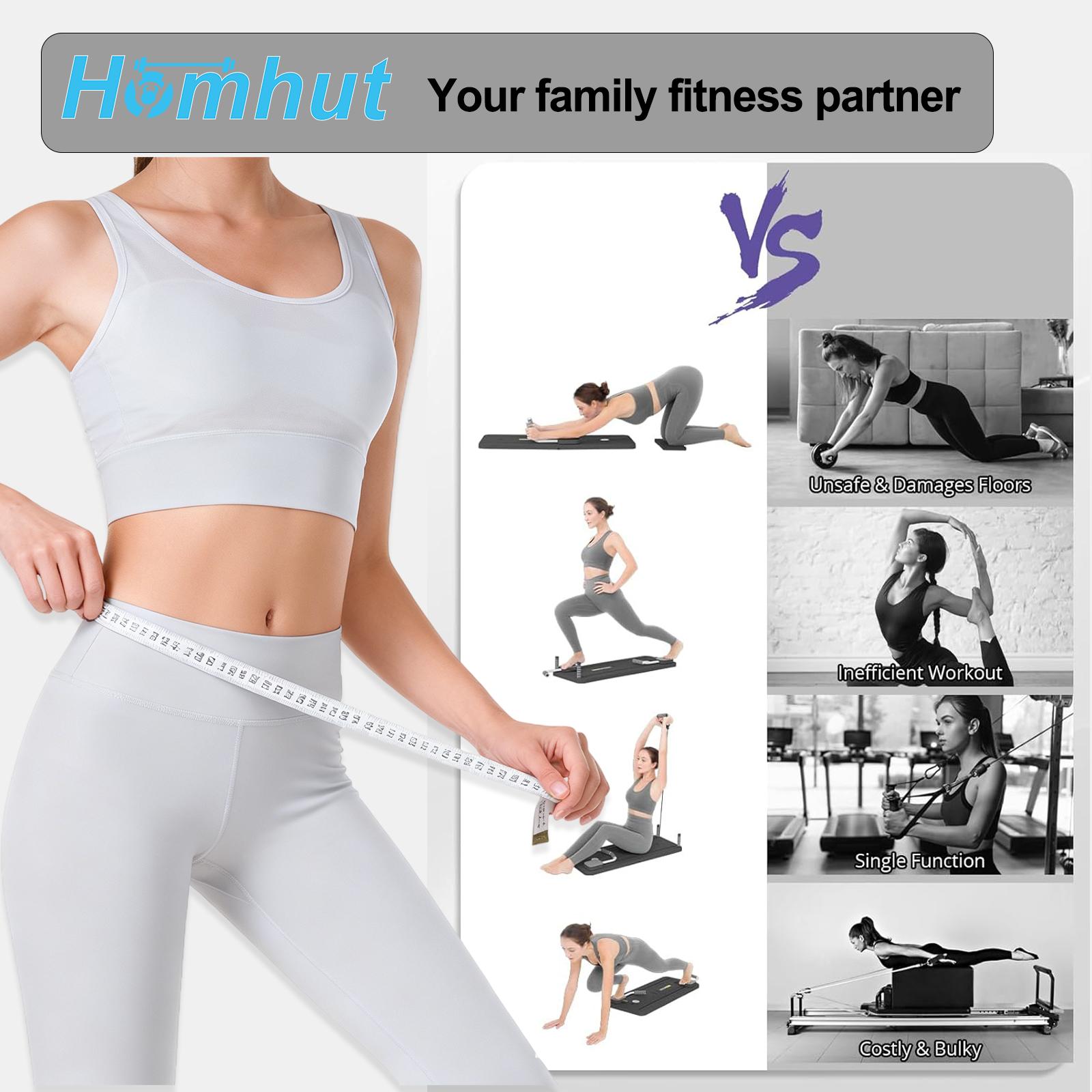 Foldable Multi-functional Pilates Board, Home Core & Full Body Strength Training Equipment with 300LBS Capacity