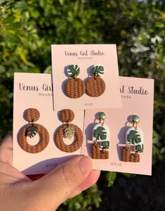 Wicker Monstera Drop Earrings