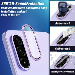 KAYKWONG'S 2-Piece Camera Lens Protector Film Set, Compatible with Samsung Galaxy A16/A26/A36/A56 Cellphone, Metal Ring Tempered Glass Cover, Strong Adhesive HD Protection