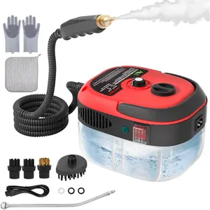 Handheld Pressurized Steam Cleaner,2500W Handheld High Temp Portable Cleaning Machine, Cleaning for Couch, Auto, Floor and More (Red)