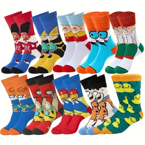 10 Pairs Funny Novelty Socks for Men Women - Cartoon Gamers Anime hip hop street fashion
