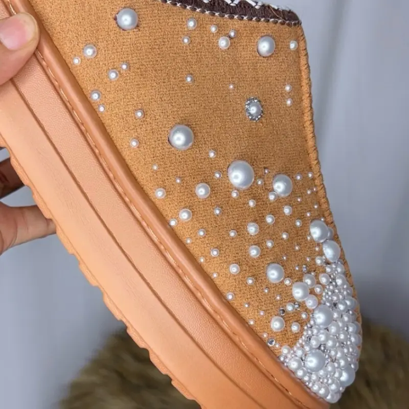 Outta Space Fur Booties with Pearl & Diamond Embellishments and Unique Design Features