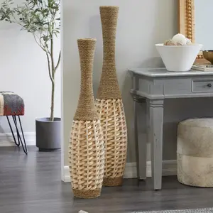 Brown Seagrass Handmade Tall Woven Floor Decorative Vase
